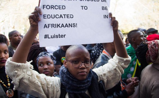 marchers against the Stellenbosch University's language policy