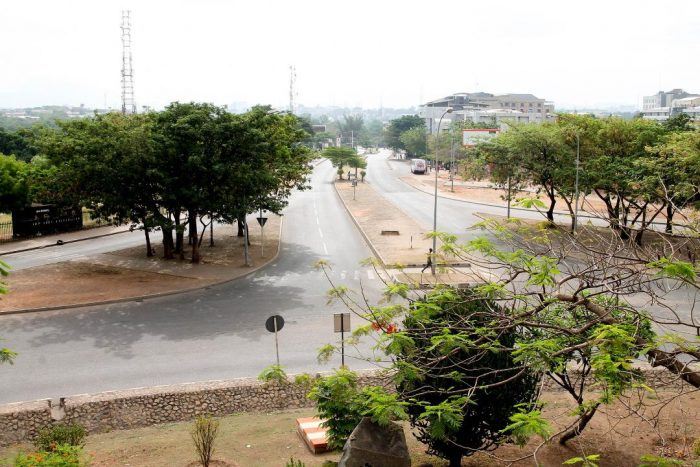 Clean, idle Abuja road on first day of lockdown