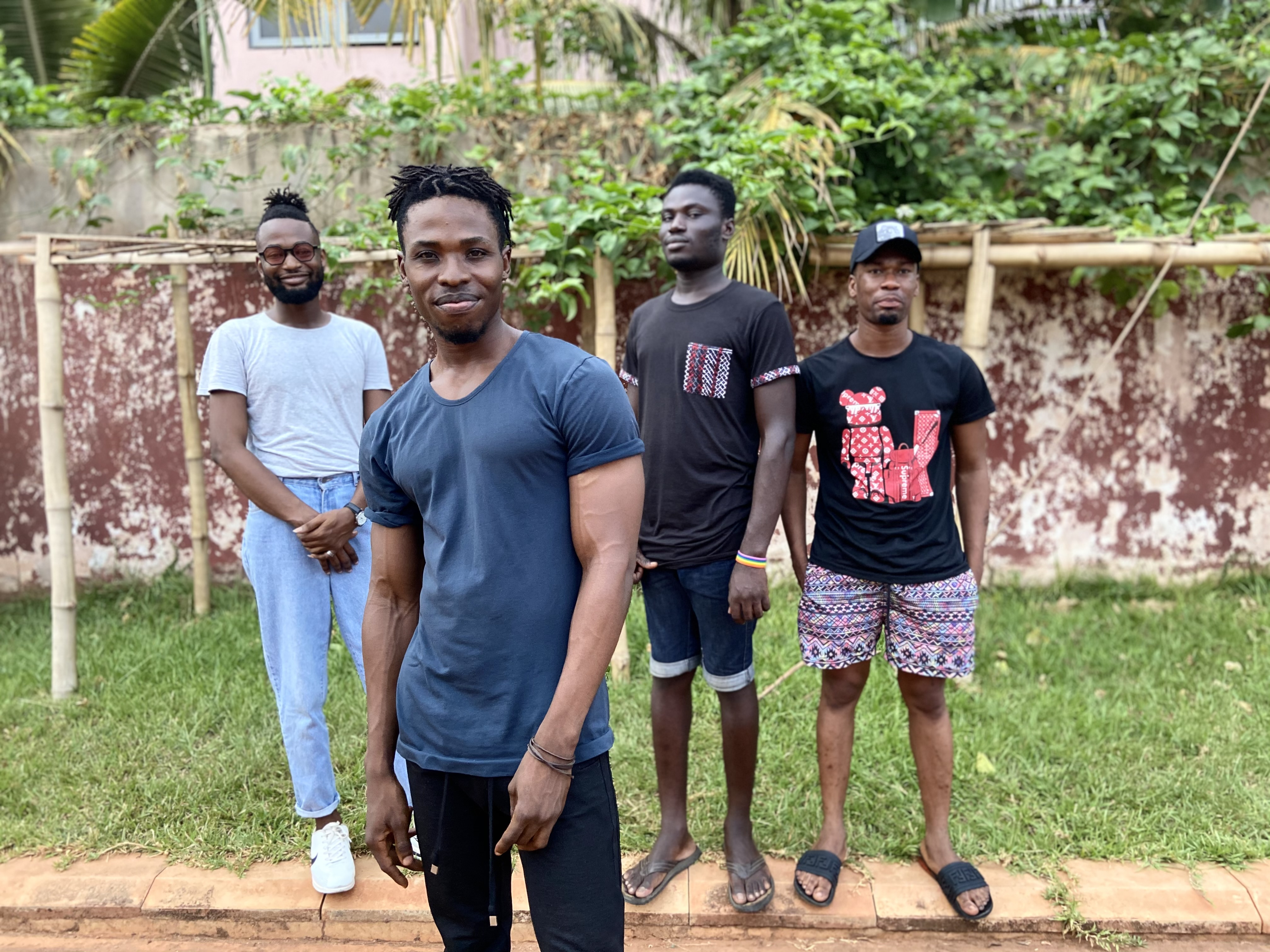 2 March 2020, Accra, Ghana: Pictured, from left, are LGBT+ Rights Ghana members, Mohammed Abdul-Wadud, Alex Kofi Donkor (front), David Larbi and Halil Mohammed. The group has recently been forced into hiding as a result of its activism. (Image by Carl Collison)