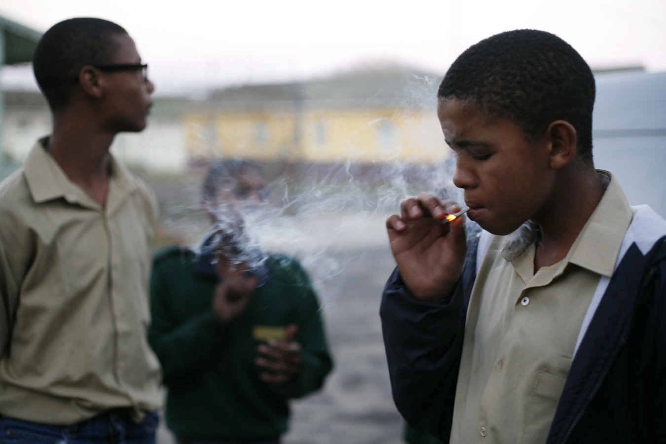 Ottery Reformatory. Boys too young to serve sentences in adult facilities are sent here. Smoke break after rehearsing for a rendition of Shakespeare’s Julius Caesar, an incredible experience for many of the boys. Cape Town, 2013