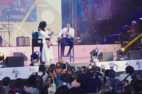 Image: Macron during an interactive session at the Afrika Shrine in Lagos, Nigeria. 